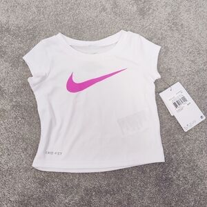 Nike Baby Girl's T-shirt in White Pink Size 12 Months NEW Athletic Activewear